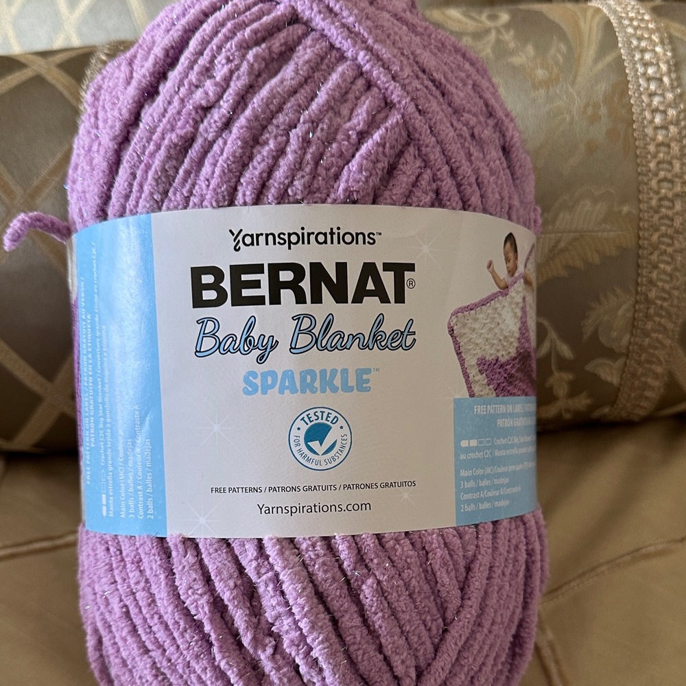 Bernat Baby Blanket Planetary Purple Sparkle Yarn 2 left
